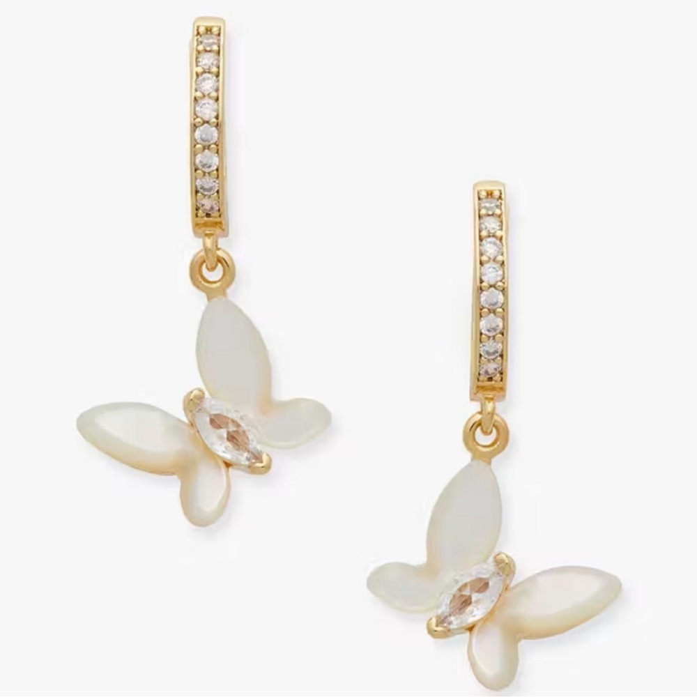 $68 Kate Spade Social Butterfly Huggies pearl